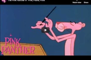 A pink panther cartoon with Beethoven symphony No 5