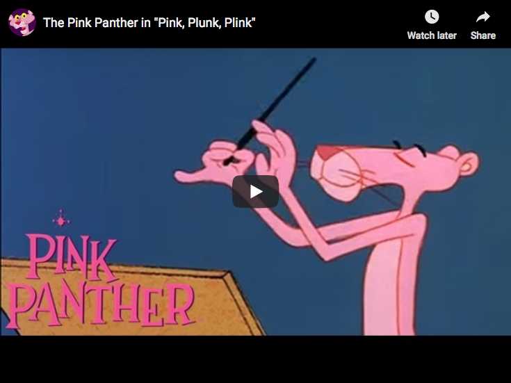 A pink panther cartoon with Beethoven's Symphony No. 5