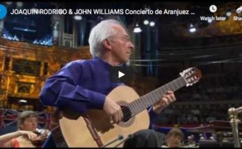 The guitarist John Williams is playing Rodrigo's Concierto de Aranjuez famous second movement, Adagio