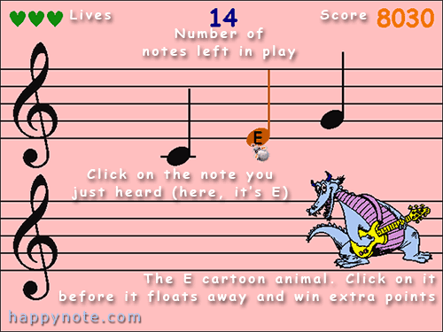 Click Music Notes HN - A learning mouse game with music notes