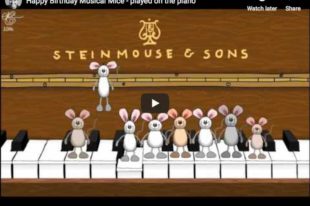 Height mice and one piano to sing and wish an Happy Birthday To You!