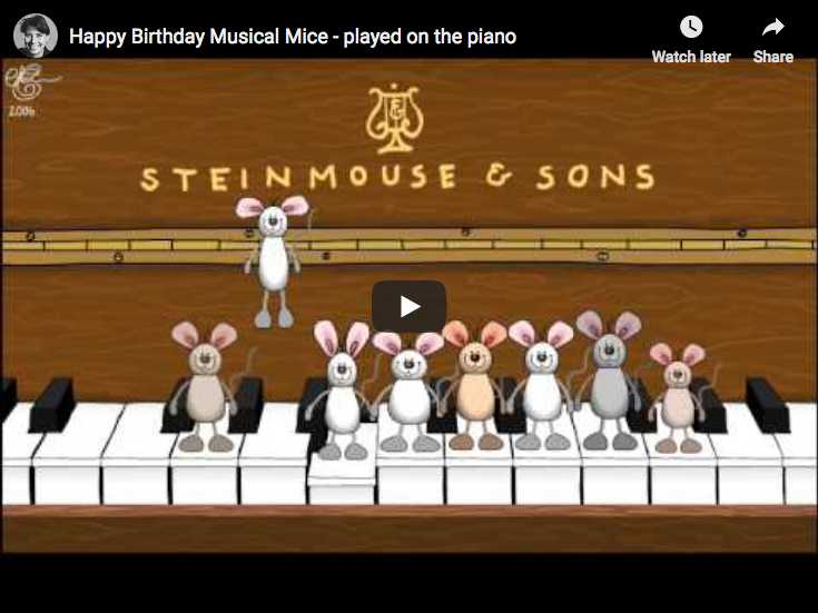 Height mice and one piano to sing and wish an Happy Birthday To You!