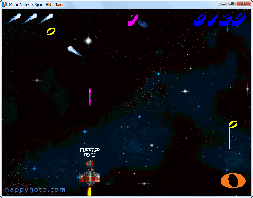 Music Notes in Space is a video game to learn note values (whole note, half note, quarter note…) the fun way.