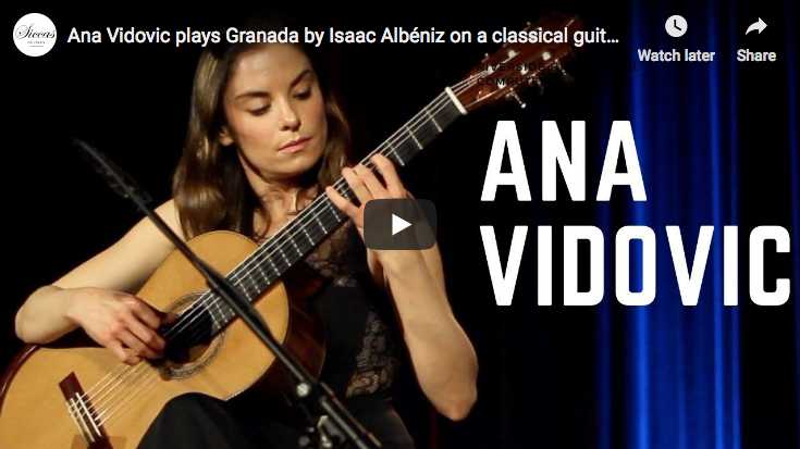 Ana Vidovic is playing on guitar Albeniz's Granada piece, originally composed for piano