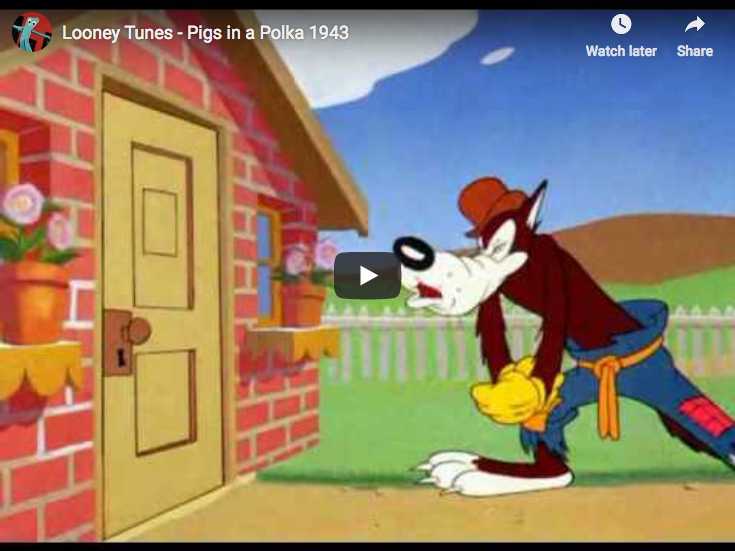 Pigs in a Polka is a 1943 cartoon using Brahms' Hungarian Dances No 5, 6, 7, 17