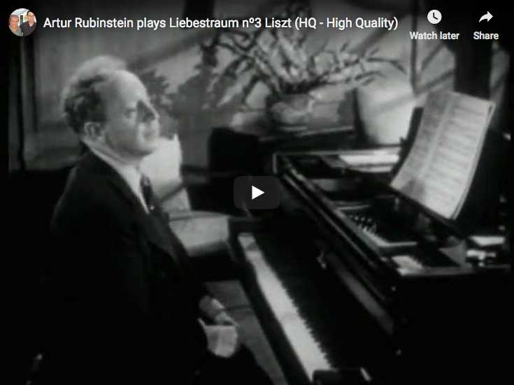 The pianist Arthur Rubinstein performs Liszt's Dreams of Love