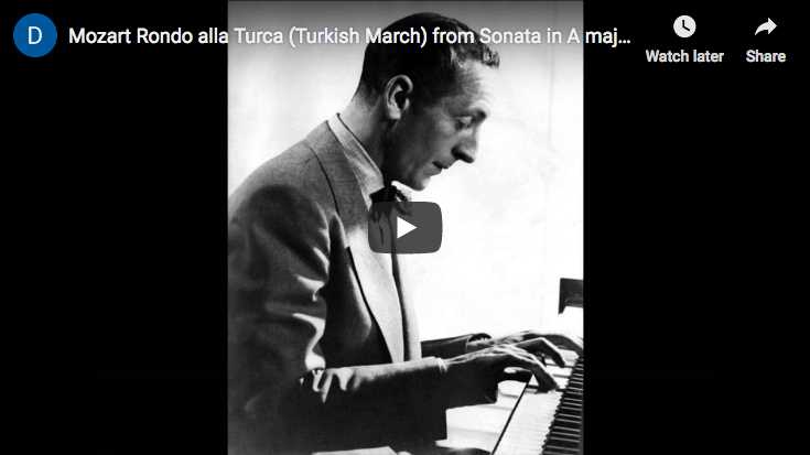 The pianist Vladimir Horowitz performs the third ans last movement from Mozart's Sonata No. 11 in A major, the Turkish March in A minor
