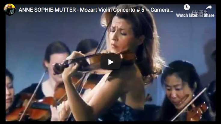 Anne-Sophie Mutter is playing Mozart's Violin Concerto No 5 in A major