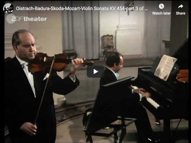 David Oistrakh and Paul Badura-Skoda perform Mozart's sonata for violin and piano No. 32 in B major third movement