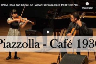 The violinist Chloe Chua and the guitarist Kevin Loh perform the second part, Cafe 1930, from Piazolla's Histoire du Tango