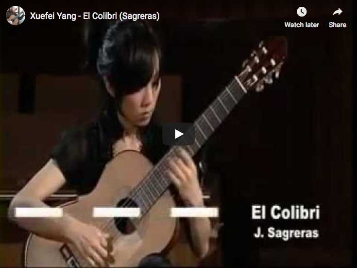 The guitarist Xuefei Yang performs Sagreras' virtuosic piece, El Colibri