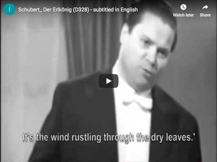 The German baritone Dietrich Fischer-Dieskau sings Schubert's lied Der Erlkönig