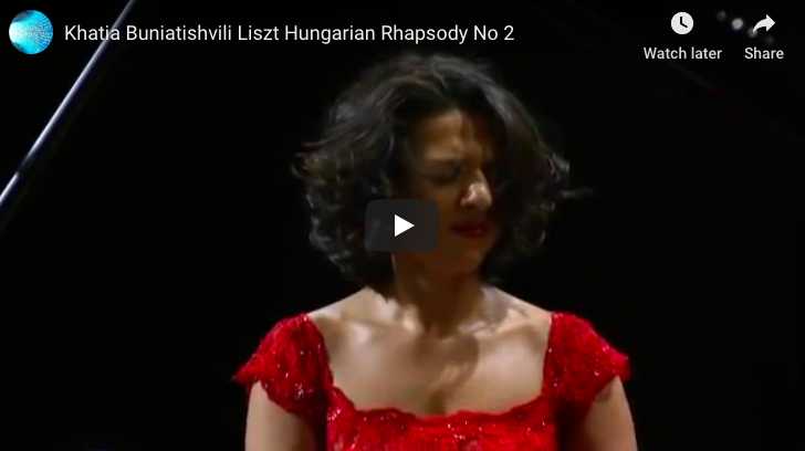 The pianist Khatia Buniatishvili performs Liszt's Hungarian Rhapsody No 2 for piano in C-Sharp Minor.