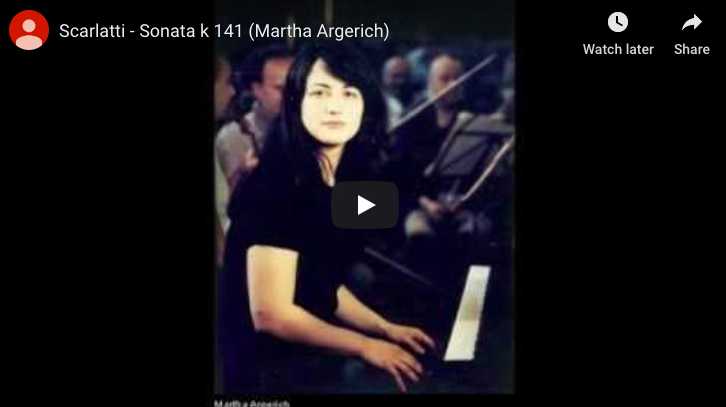 The Argentine pianist Martha Argerich performs Domenico Scarlatti Sonata in D minor K 141