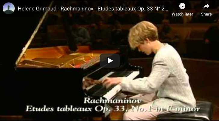 Hélène Grimaud performs Rachmaninoff's Etudes-Tableaux Op. 33 No. 2 in C Major and No. 1 in F Minor.