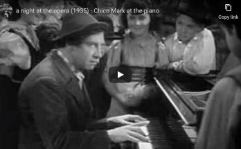 Chico piano scene from A Night at the Opera, a 1935 American comedy film starring the Marx Brothers.