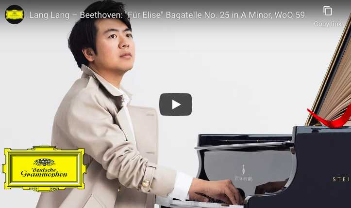 The pianist Lang Lang plays Beethoven's famous For Elise (Für Elise) composition