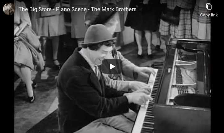 From the movie "The Big Store", Chico and Harpo play a piano duet ("Mamãe Eu Quero" in English "Mom, I want it").