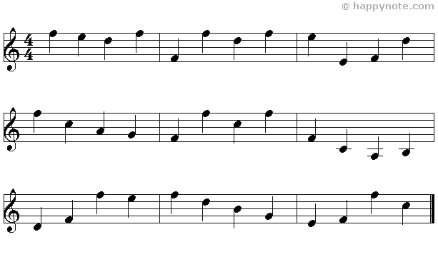 Sheet Music 13b in Treble Clef with A B C D E F G A B C D E F notes, F is in black