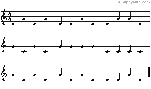 Sheet Music 2b in Treble Clef with C G notes, C is in black
