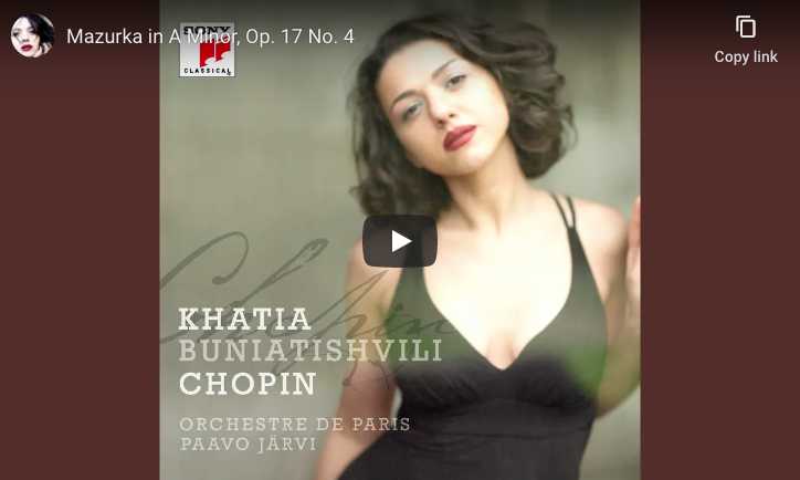 Khatia Buniatishvili perfomrs Chopin's Mazurka Op. 17 No. 4 in A Minor