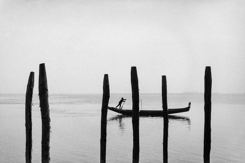 Solitary gondola on the Venice lagoon