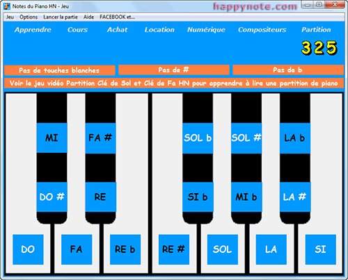 Capture d'écran du logiciel gratuit Notes du Piano HN
