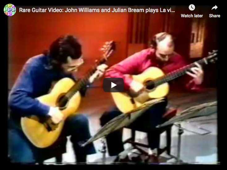 Les guitaristes Julian Bream et John Williams interprètent une transcription pour guitare de la Danse Espagnole de Manuel de Falla, tirée de son Opéra La Vie Brève (La Vida Breve)