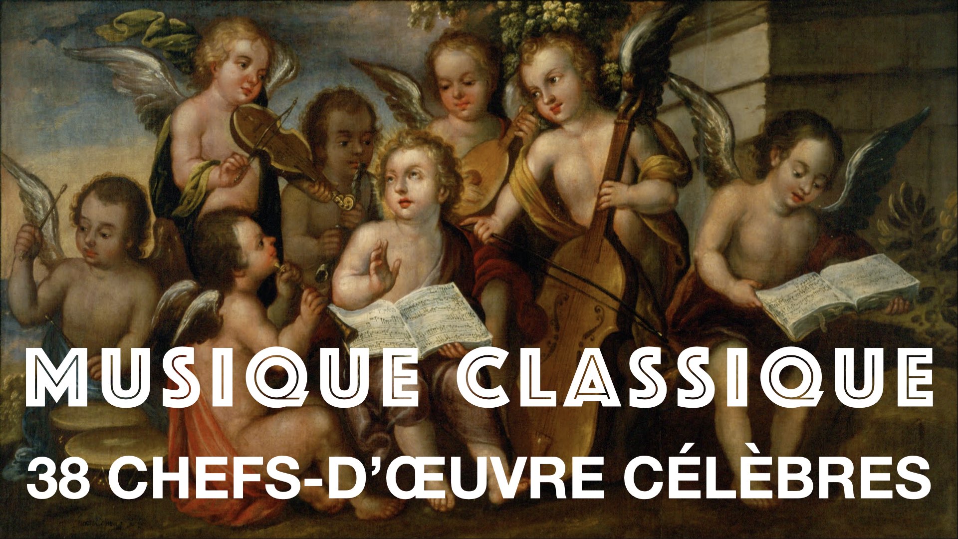 Painting of young children playing classical music